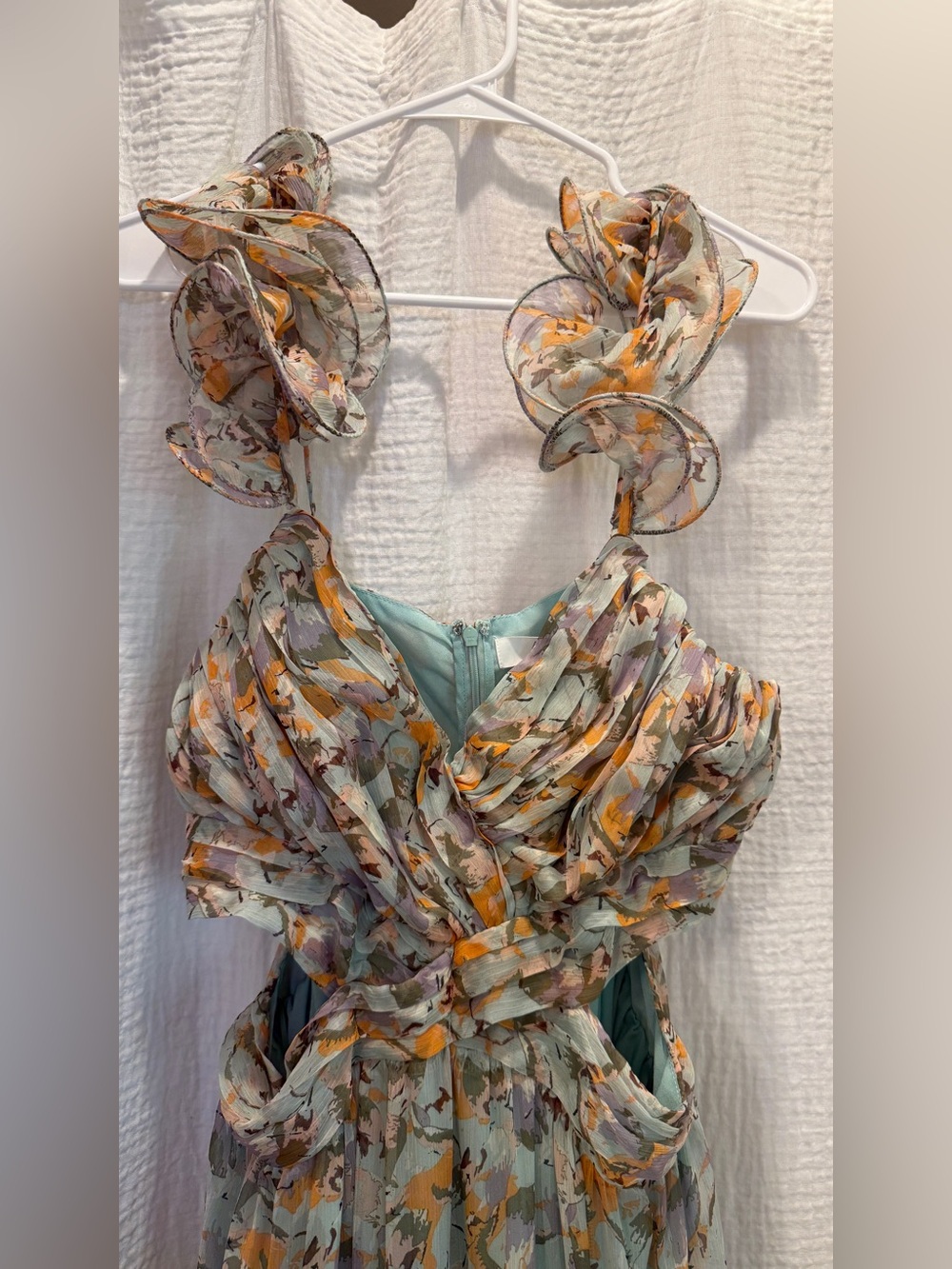 ASTR the Label Fritillaria Maxi Dress Mint Purple Floral Cutout Slit Size L NWT - Picture 4 of 15